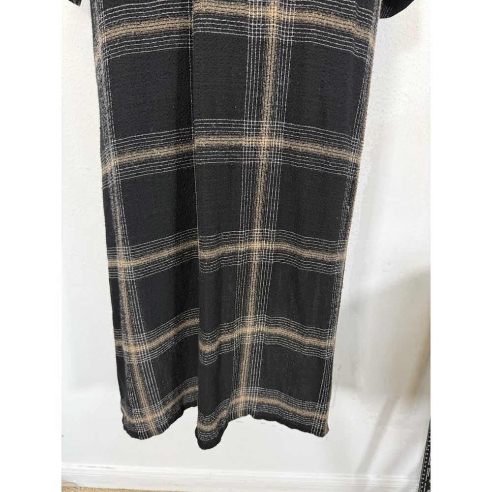 Cloth & Stone Plaid Maxi Shirt Dress Large Hi Low Stretch Boho Academia Stretch - Picture 8 of 15